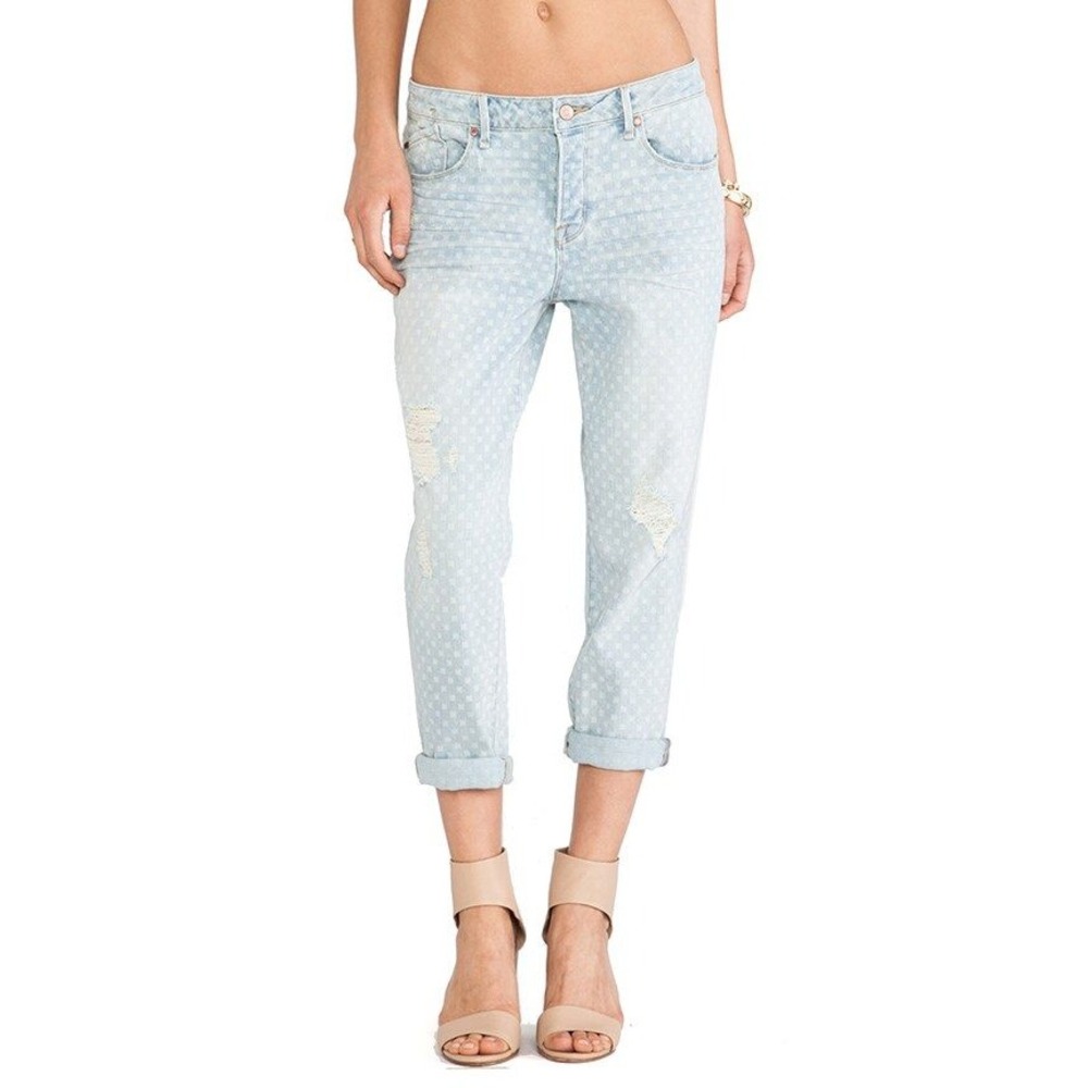 Marc by Marc Jacobs Jessie Boyfriend Jeans Light Wash Distressed Checkered 29